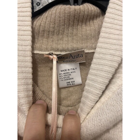 New Note di Anita Made in Italy Wool & Cashmere blend Sweater Poncho One Size - Picture 3 of 5
